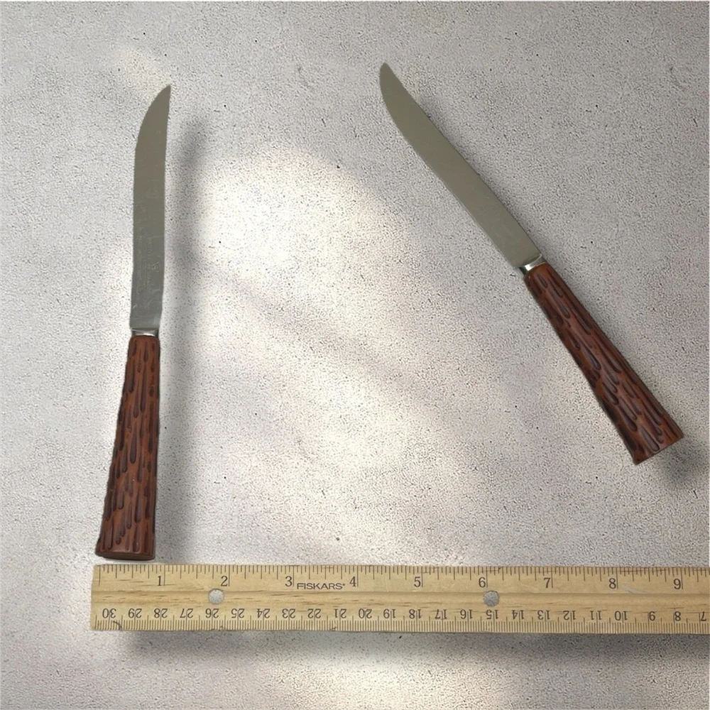 Vintage Westall Richardson Stainless Steel Horn Handle Knives Sheffield England